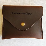 Pochette à graver en cuir Marron bouton pression 