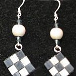 Kit boucles d'oreilles Tila Damier bleu en kit