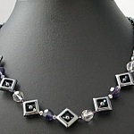 Kit collier Carrés d'hématites Violet