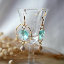 Boucles d'oreilles Octogones Swarovski Vert d'eau