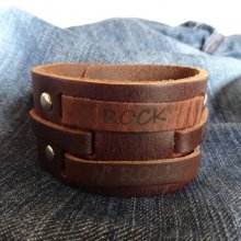 Bracelet manchette cuir homme gravé 4 mots