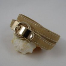 Bracelet double cuir pêche boucle dorée 