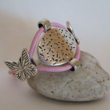 Bracelet double cuir rose
