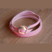 Bracelet cuir rose fin triple tour