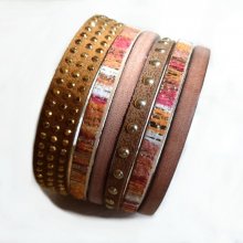 Bracelet manchette multi cuir tons ocres