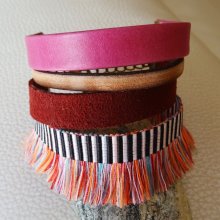 Bracelet manchette multi cuir et franges