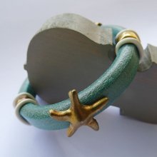 Bracelet cuir Regaliz turquoise Etoile de mer