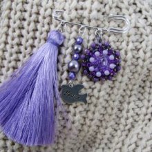 Broche Amitié Violet au Pompon 