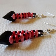 Kit boucles d'oreilles Coeur Noir et rose