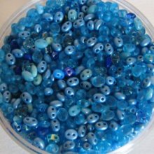 Twin beads Mix Bleu turquoise x 10 gr