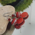 boucles d'oreilles rouge avec fil d'argent boucles de créateur pour oreilles percées