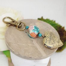 porte clé pendentif coeur porte photo personnalisable et magnifique perle en pâte polymère perle 