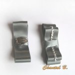 accessoire chaussures mariée clips noeud satin gris mariée et argent