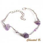 bracelet tissé améthyste pierres naturelles et fluorite violette et argent