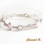 bracelet swarovski perles tissées swarovski rose AB boheme cristal et argent romantique mariage