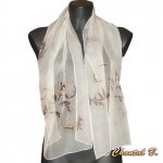 foulard turquoise soie arabesques doré et chocolat