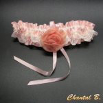 jarretière mariage satin rose poudré lingerie romantique créateur dentelle ivoire Rachel ivoire fleur mousseline de soie