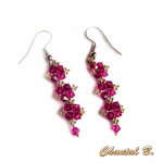 boucles d'oreilles cristal swarovski rose fuchsia et argent soirée mariage