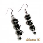 boucles d'oreilles cristal swarovski noir et argent soirée mariage