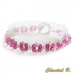 bracelet swarovski rose fuchsia romantique perles tissées swarovski cristal rose et argent