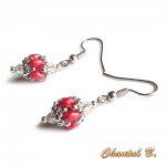 boucles d'oreilles mariage perles swarovski cristal perles de verre corail nacré et argent