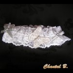 jarretière mariage dentelle blanche et papillon d'argent