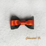 Barrettes cheveux cérémonie dentelle noire et satin orange