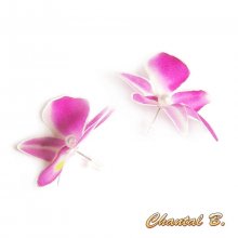 puces d'oreilles orchidée de soie mariage 