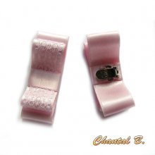clips chaussures mariage noeud satin rose et dentelle blanche