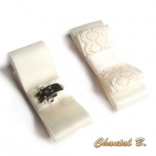 clips chaussures mariée noeud satin et dentelle ivoire mariée