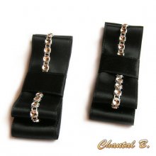 clips chaussures mariage noeud satin noir et argent