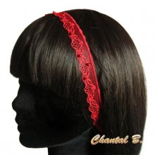 bandeau cheveux headband fine dentelle rouge perlée accessoire mariage