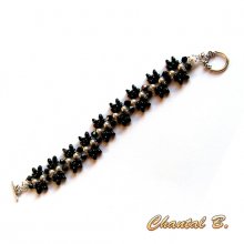 bracelet soirée perles swarovski blanches perles verre noir