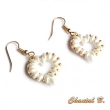 boucles d'oreilles st valentin mariage coeur perles nacrées et or soirée plaqué or