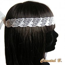  bandeau de cheveux dentelle blanche et strass mariée
