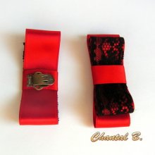 clips chaussures rouge mariage noeud satin rouge et dentelle noire