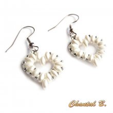 boucles d'oreilles mariée coeur perles nacrées et argent soirée 
