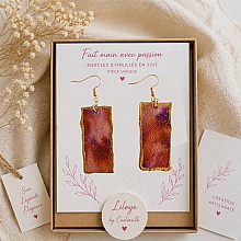 Boucles d oreilles en soie brochée recto verso