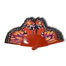 Eventail en coton dessiné et peint à la main 'Papillon cute'