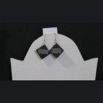 Boucles d'Oreilles en Ardoise et Feuille Métallique Argentée, Pièce Unique