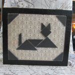 Grosse Boite de Rangement en Bois avec un Chat en Ardoise, Création Unique