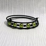 bracelet manchette nacré vert anis et noir