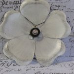 Pendentif Rond en Ardoise et Métal Argenté,Création Unique