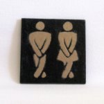 Plaque de Porte pour Toilette en Ardoise Emaillée Beige, a Poser sans Trou, Création Originale