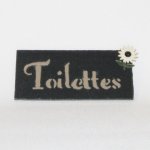 Plaque de Porte TOILETTES en Ardoise Emaillée, a Poser sans trou, Création Artisanale