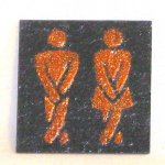 Plaque de Porte 'Toilettes' en Ardoise Emaillée Bronze, a Poser sans Trou, Création Artisanale