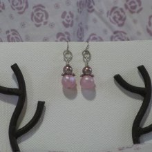 boucles d'oreille shabby chic rose poudré et marron glacé oreilles percées