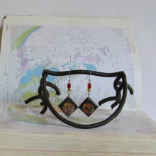 Boucles d'oreille Femme en Ardoise et Résine, Contemporaine, Création Unique