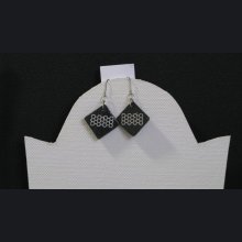 Boucles d'Oreilles en Ardoise et Feuille Métallique Argentée, Pièce Unique