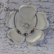 Collier Améthyste sur Silicone Noir et Perles de Verre, Création Unique